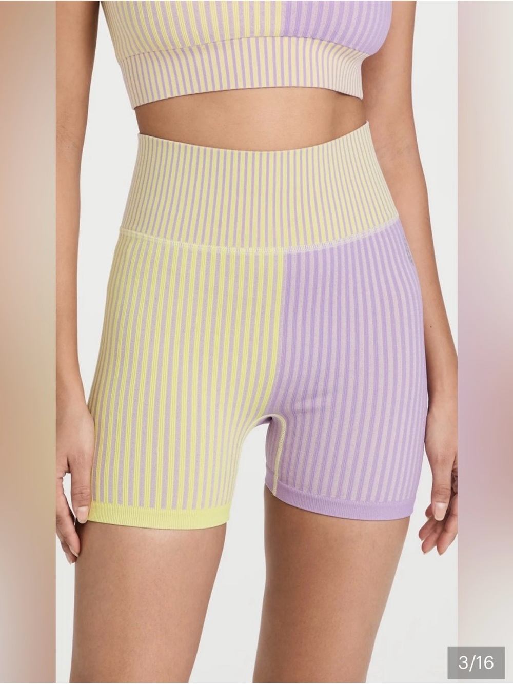 FP Movement by Free People Yellow & Lavender Striped Ribbed Bike Shorts